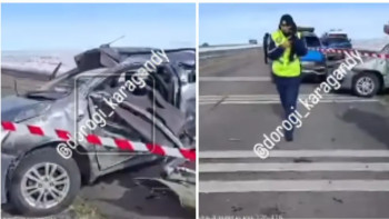 Фотография к новости: Қарағанды – Балқаш тасжолында аударылған көліктен үш адам қаза тапты