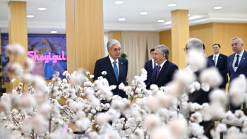 Фотография к новости: Қазақстан мен Өзбекстан президенттері MERGANTEKS кәсіпорнына барды