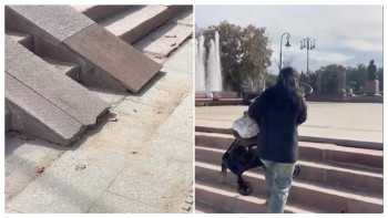 Фотография к новости: «Мүгедек адамдар қалай жүреді?»: Алматыдағы Республика алаңындағы пандустар сынға қалды
