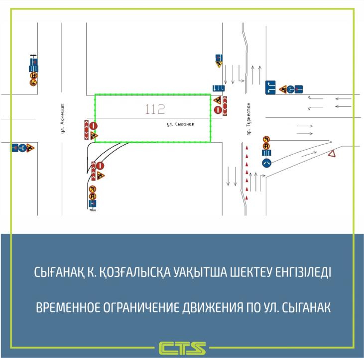 Елорданың Сығанақ көшесінде жол қозғалысы уақытша өзгереді