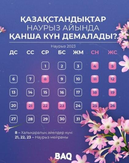 Оқушылардың көктемгі демалысы 9 күнге созылады