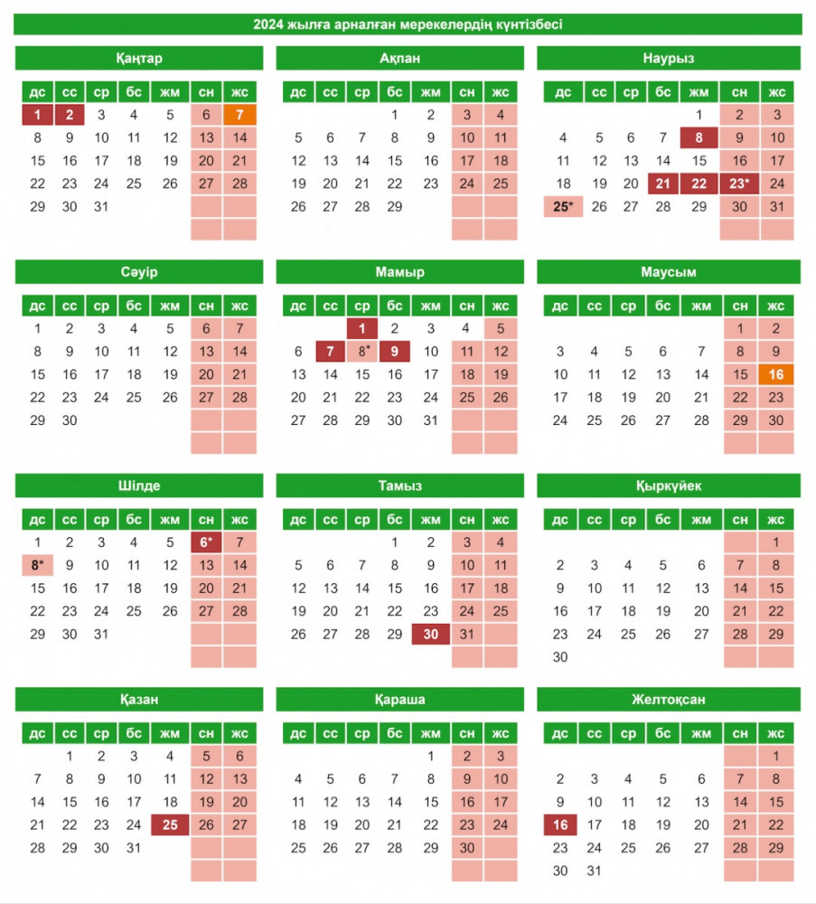 Қазақстандықтар желтоқсанда неше күн демалады
