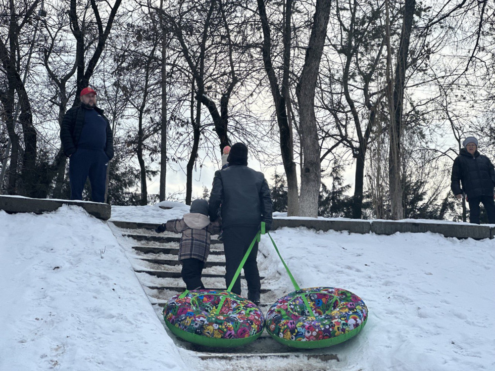 Фоторепортаж. Алматыда балаларға тегін 50 метрлік сырғанақ бар