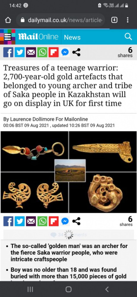 Сақ қорымдарынан табылған қазыналар Ұлыбритания музейінде көрсетіледі 